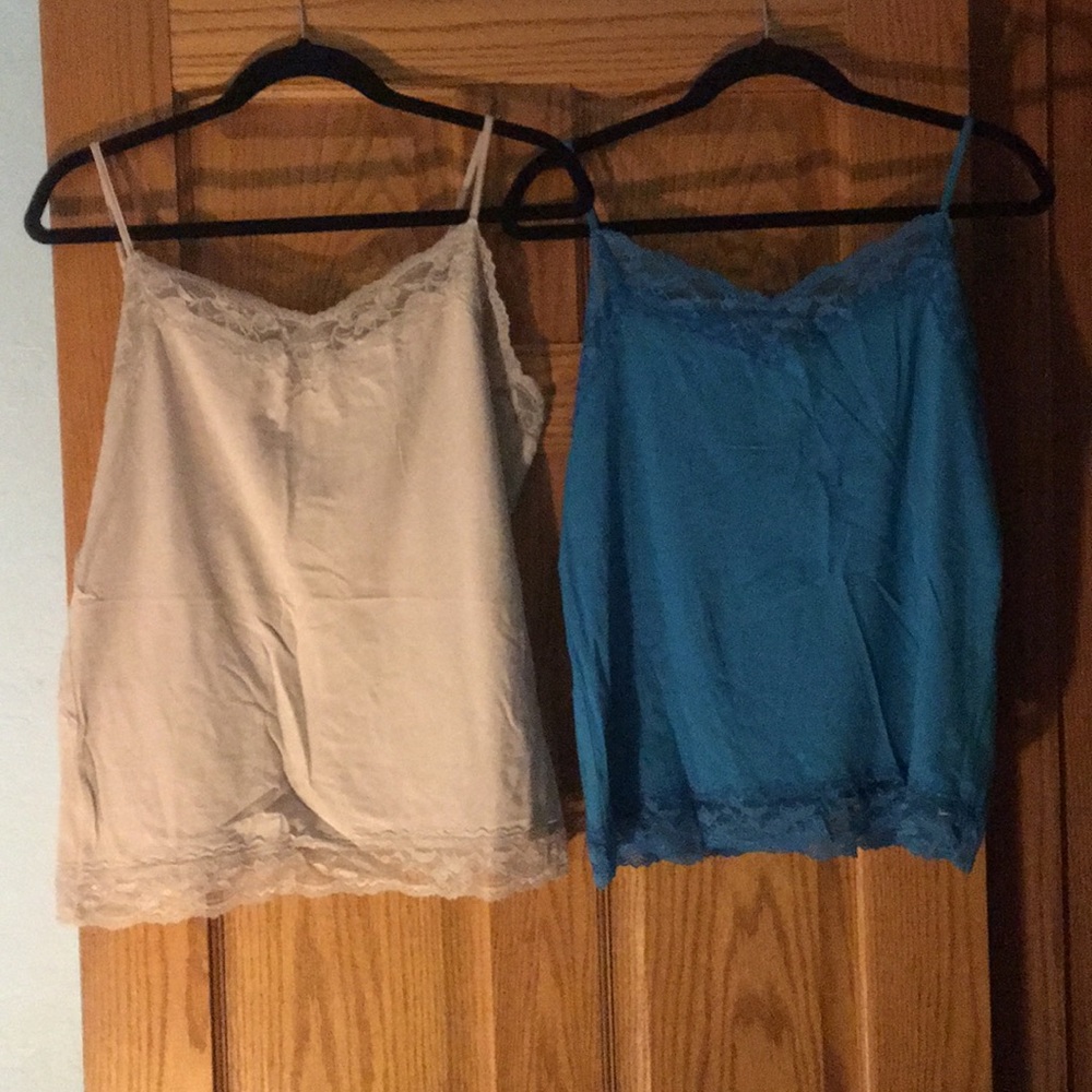 Light Blue & Tan Camisoles Van Heusen